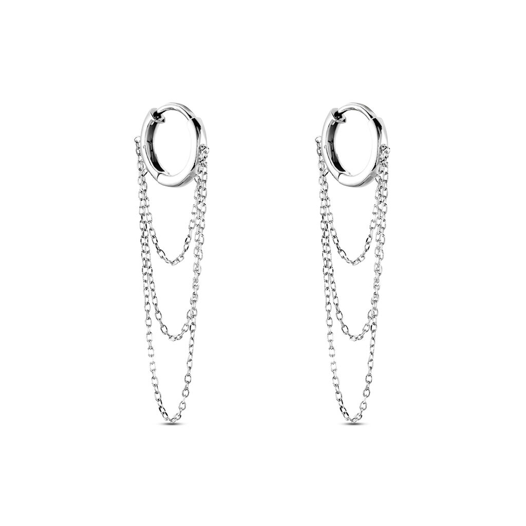 Créoles Argent Blanc Nissa - Boucles d'oreilles créoles Femme | Histoire d’Or