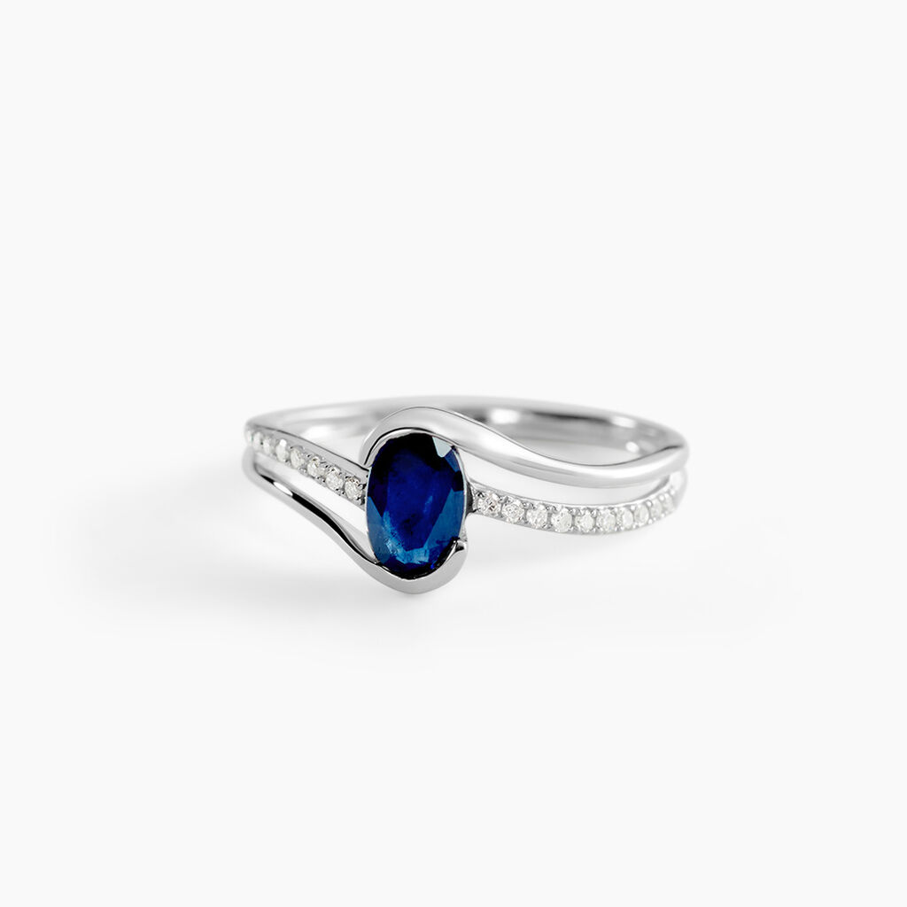 Bague Anja Or Blanc Saphir Et Diamant - Bagues solitaires Femme | Histoire d&rsquo;Or
