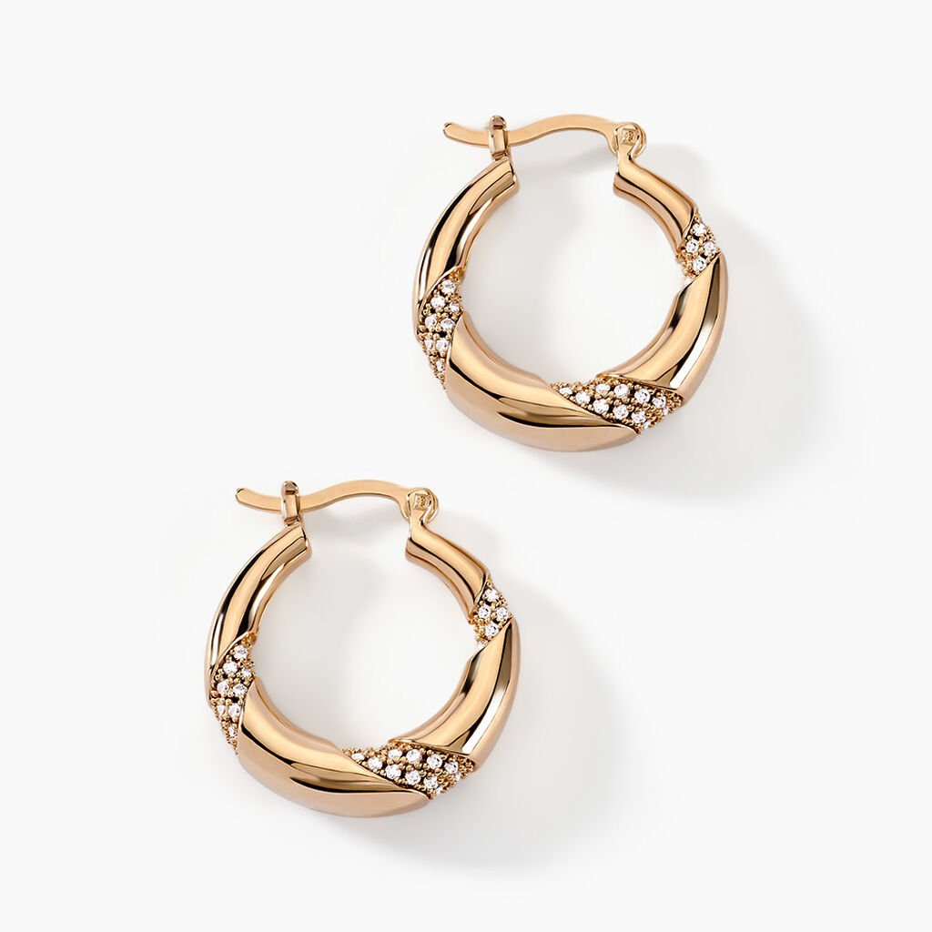 Cr&eacute;oles Olynda Plaqu&eacute; Or Dor&eacute; Oxyde De Zirconium - Boucles d'oreilles cr&eacute;oles Femme | Histoire d&rsquo;Or