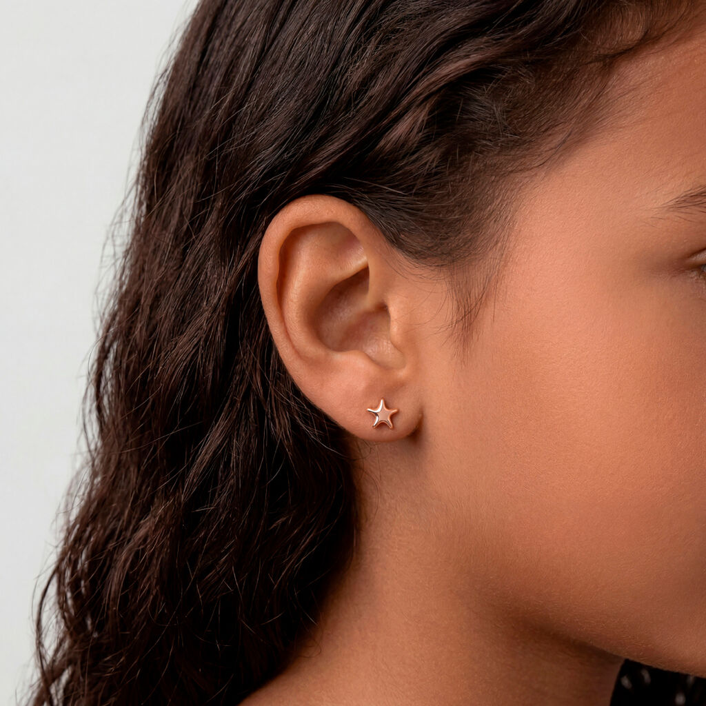 Boucles D'oreilles Puces Or Rose Lison Alphonsine - Clous d'oreilles Enfant | Histoire d&rsquo;Or