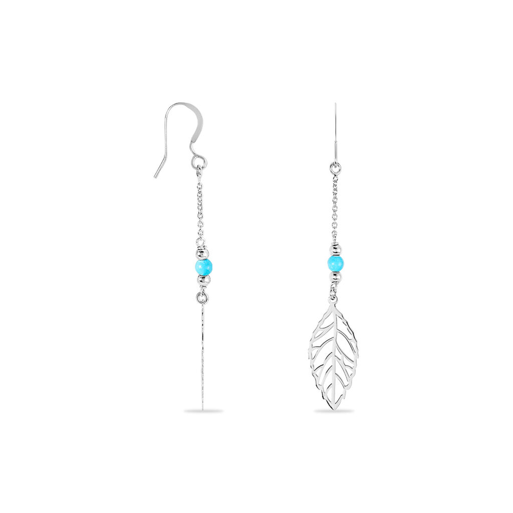 Boucles D'oreilles Pendantes Grethel Argent Blanc Turquoise - Boucles d'oreilles fantaisie Femme | Histoire d’Or