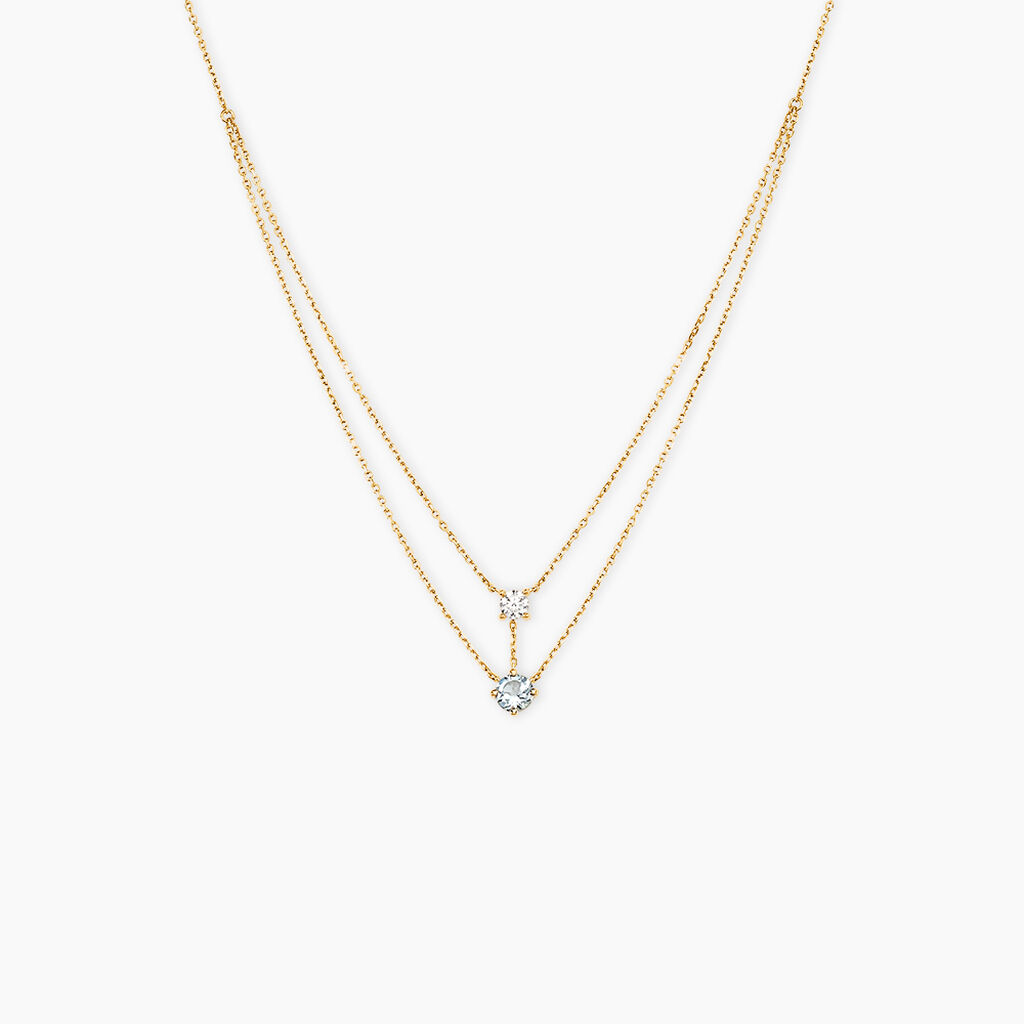 Collier Beaut&eacute; Bleut&eacute;e Or Jaune Topaze Oxyde De Zirconium - Colliers Femme | Histoire d&rsquo;Or