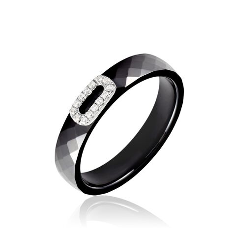 Bague Ceramik Design Argent Blanc Oxyde De Zirconium Et Céramique - Bagues avec pierre Femme | Histoire d’Or