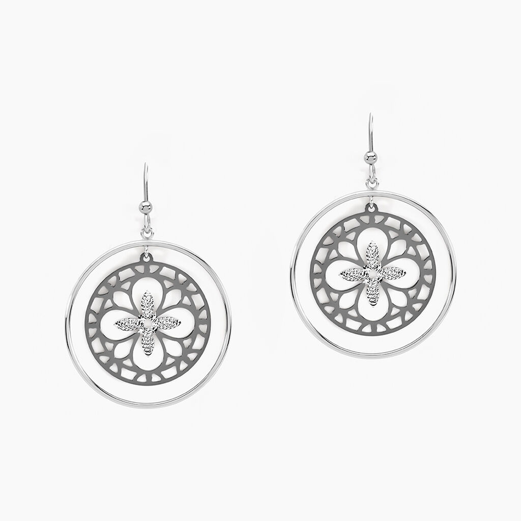 Boucles D'oreilles Puces Claudio Or Blanc - Boucles d'oreilles pendantes Femme | Histoire d&rsquo;Or