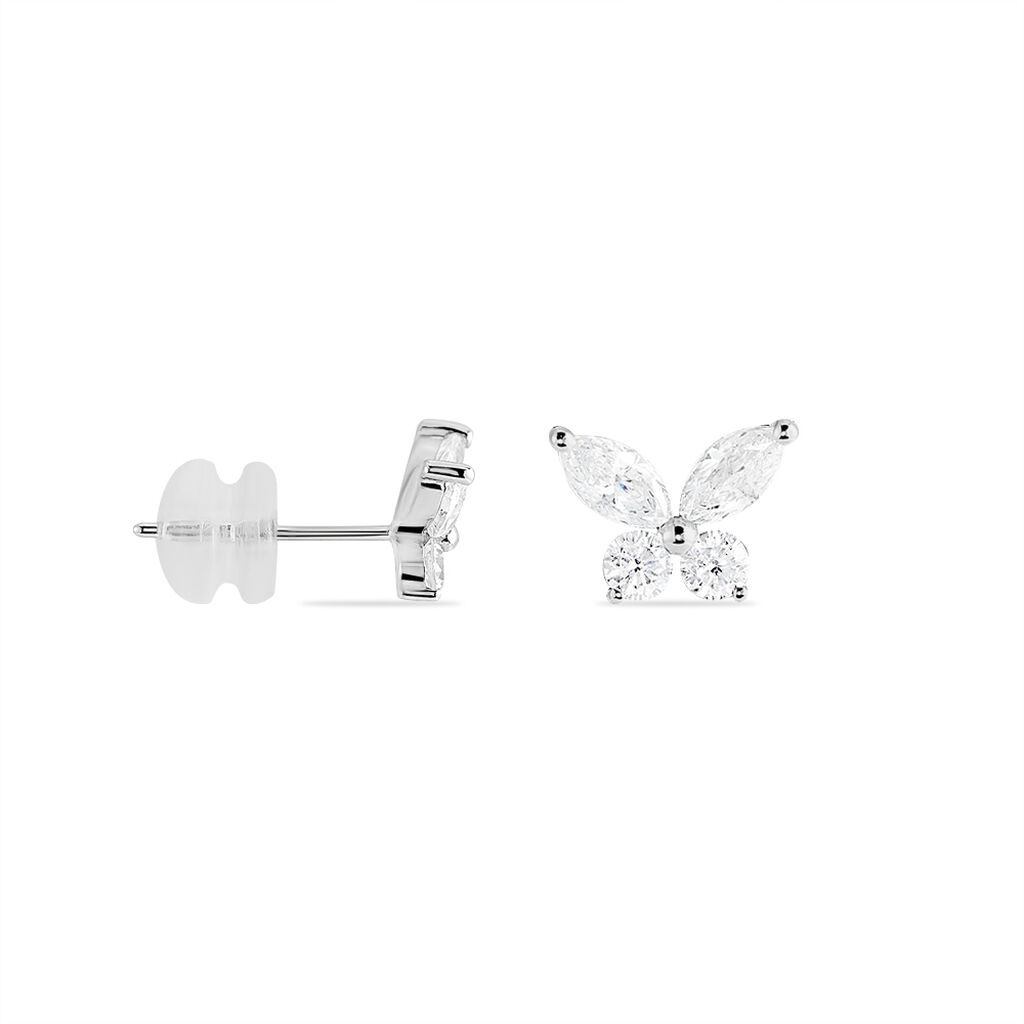 Boucles D'oreilles Puces Kesia Or Blanc Oxyde De Zirconium - Clous d'oreilles Femme | Histoire d’Or