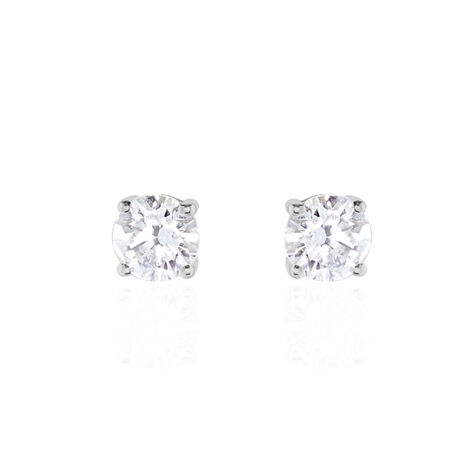 Boucles D'oreilles Puces Victoria Platine Blanc Diamant - Clous d'oreilles Famille | Histoire d’Or