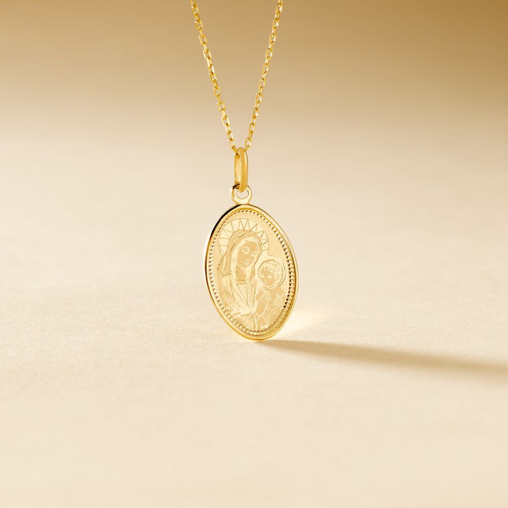 Pendentif Or Jaune Vierge A L'enfant - Pendentifs Baptême Famille | Histoire d’Or