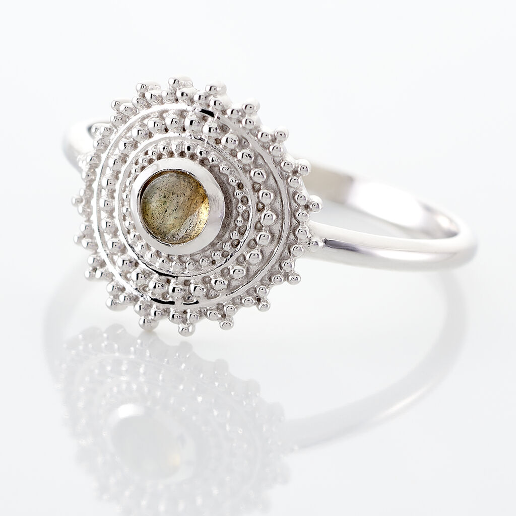Bague Nyoko Argent Blanc Labradorite - Bagues avec pierre Femme | Histoire d’Or