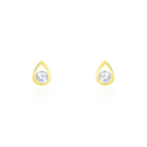 Boucles D'oreilles Puces Helie Goutte Or Jaune Oxyde De Zirconium - Clous d'oreilles Femme | Histoire d’Or
