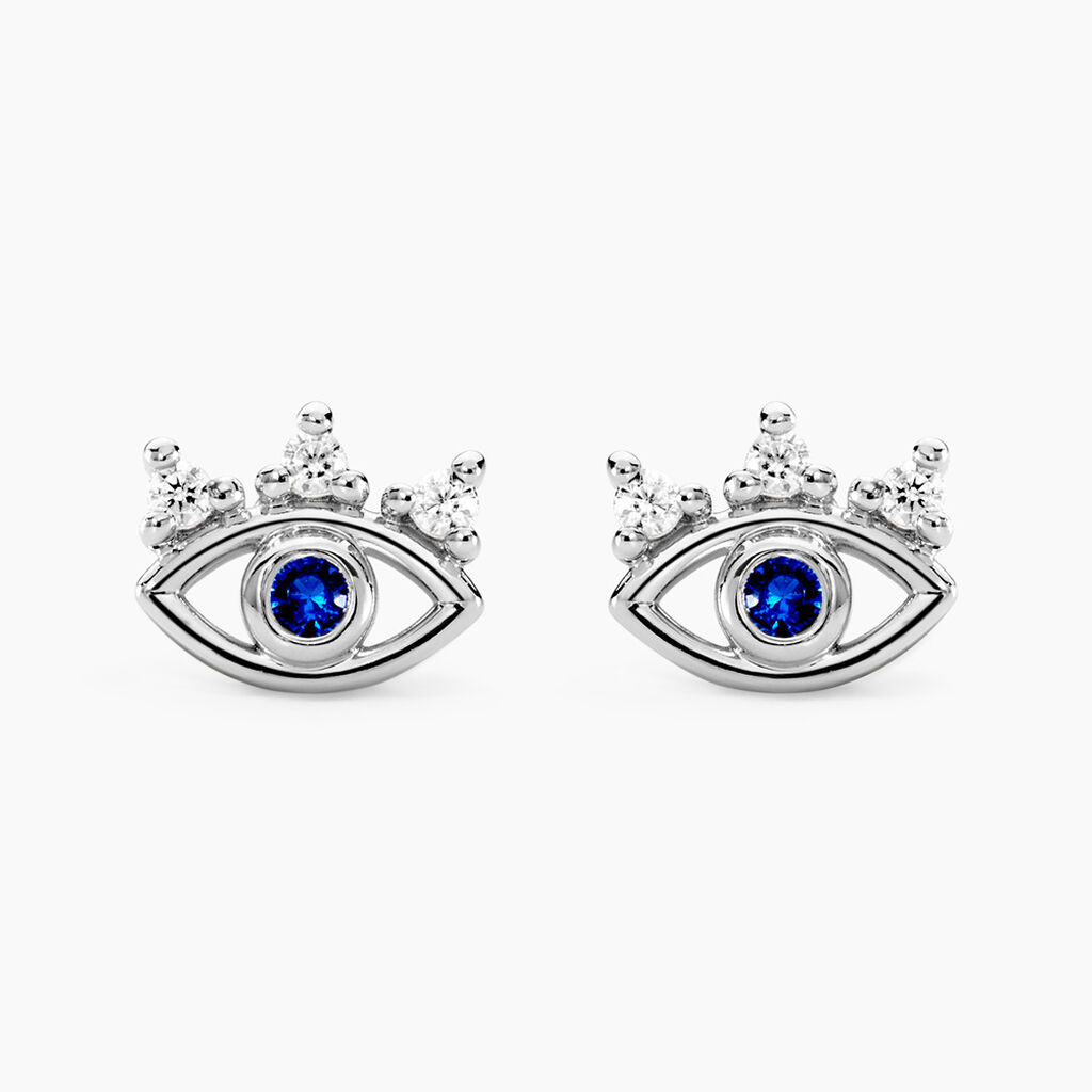 Boucles D'oreilles Puces Hina Argent Blanc Oxyde De Zirconium - Boucles d'oreilles fantaisie Femme | Histoire d’Or