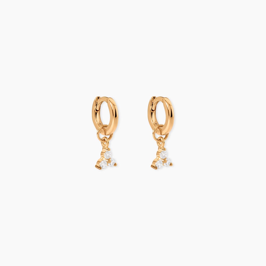Cr&eacute;oles Annik Plaqu&eacute; Or Jaune Oxyde De Zirconium - Boucles d'oreilles cr&eacute;oles Femme | Histoire d&rsquo;Or