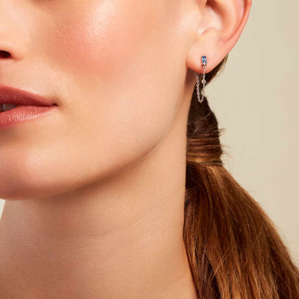 Boucles D'oreilles Pendantes Elorine Argent Blanc Oxyde De Zirconium - Boucles d'oreilles fantaisie Femme | Histoire d’Or