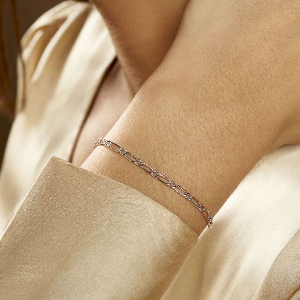 Bracelet Ophelio Maille Alternee 1/1 Or Blanc - Bracelets chaîne Femme | Histoire d’Or