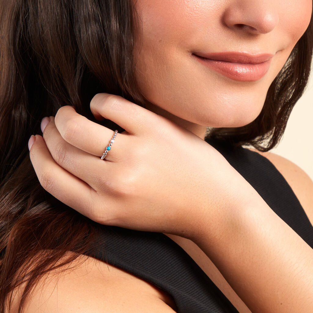Bague Sorene Argent Blanc Turquoise Oxyde De Zirconium - Bagues solitaires Femme | Histoire d’Or