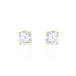 Boucles D'oreilles Puces 4 Griffes Or Jaune Diamant Synthetique - Clous d'oreilles Femme | Histoire d’Or