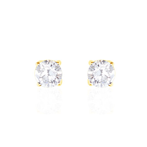 Boucles D'oreilles Puces 4 Griffes Or Jaune Diamant Synthetique - Clous d'oreilles Femme | Histoire d’Or