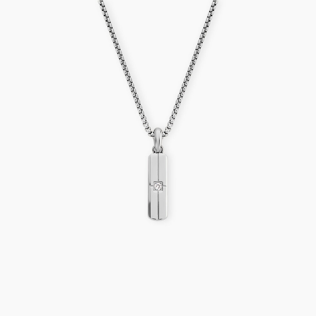 Collier Hugo Acier Blanc Oxyde De Zirconium - Sautoirs Femme | Histoire d&rsquo;Or
