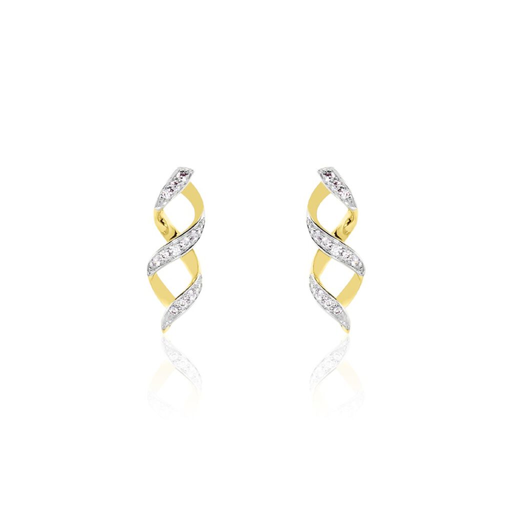 Boucles D'oreilles Or Jaune Serj Oxydes De Zirconium - Boucles d'oreilles pendantes Femme | Histoire d&rsquo;Or