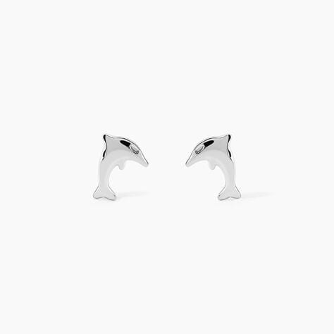 Boucles D'oreilles Puces Dauphinos Argent Blanc - Boucles d'oreilles fantaisie Enfant | Histoire d&rsquo;Or