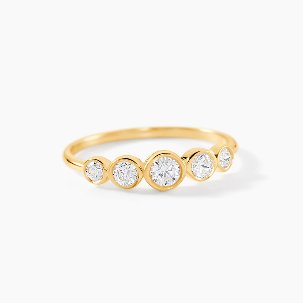 Bague Or Jaune Sabinus Oxydes De Zirconium - Bagues solitaires Femme | Histoire d&rsquo;Or