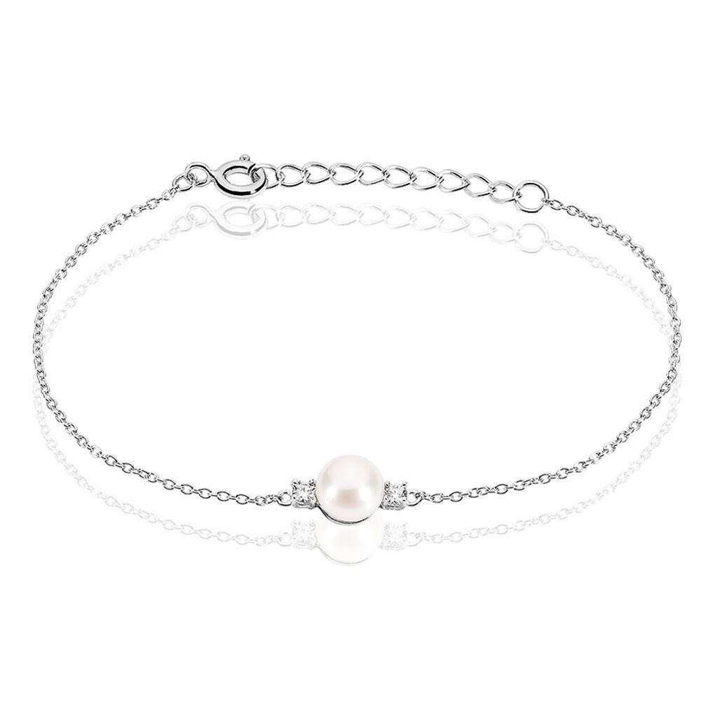 bracelet sari argent blanc perle de culture et oxyde de zirconium