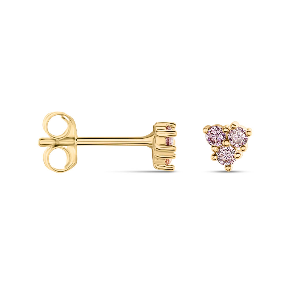 Boucles D'oreilles Puces Istoria Plaqu&eacute; Or Jaune Oxyde De Zirconium - Boucles d'oreilles fantaisie Femme | Histoire d&rsquo;Or