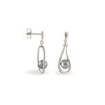 Boucles D'oreilles Pendantes Alexya Argent Perle D'imitation Et Oxyde - Boucles d'oreilles fantaisie Femme | Histoire d&rsquo;Or