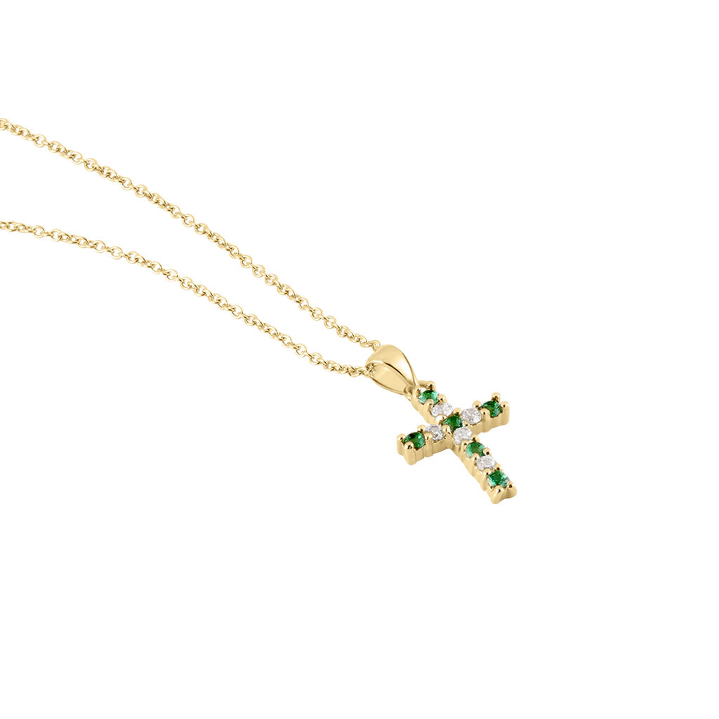 Collier Plaqué Or Gaea Pierre Synthétique - Colliers Croix Femme | Histoire d’Or