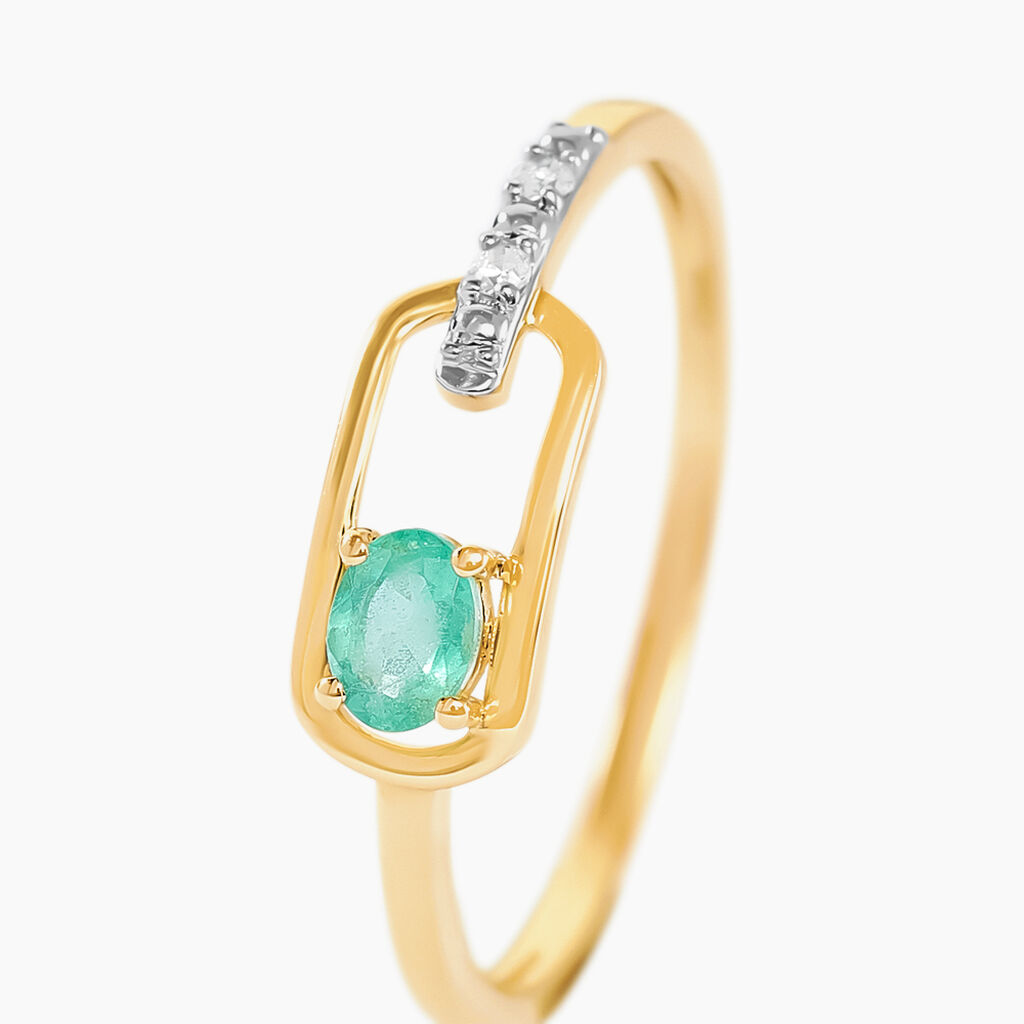 Bague Green Peas Or Jaune Emeraude Diamant - Bagues solitaires Femme | Histoire d’Or