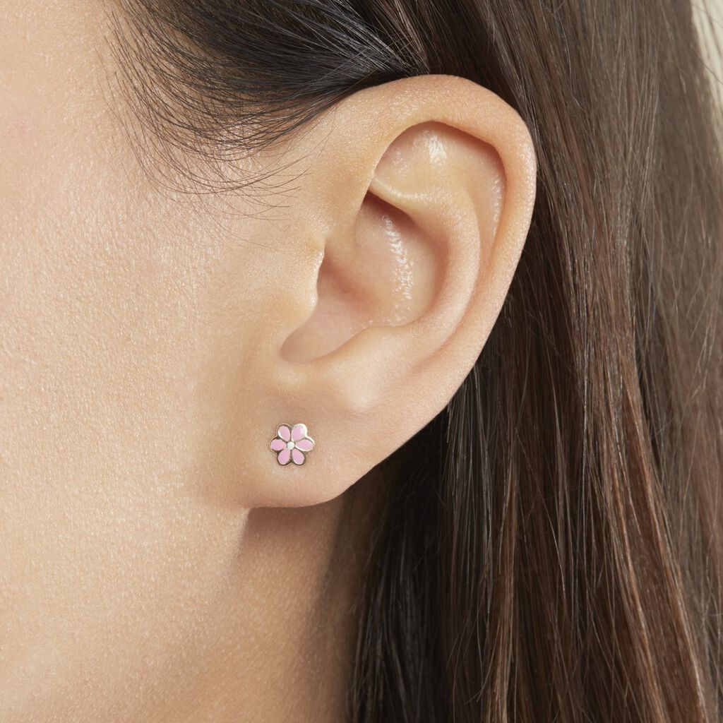 Boucles D'oreilles Puces Or Jaune Talia Email - Clous d'oreilles Enfant | Histoire d’Or