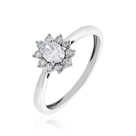 Bague Or Blanc Mysie Diamants Synth&eacute;tiques - Bagues solitaires Femme | Histoire d&rsquo;Or