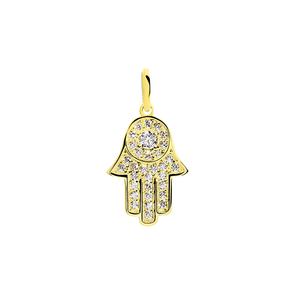 Pendentif Fatima Or Jaune Oxyde De Zirconium