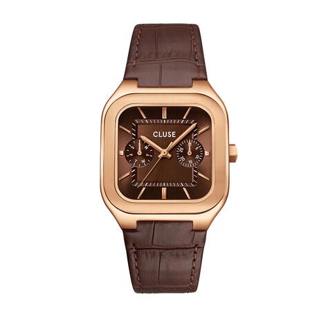 Montre Cluse Quadrus Multifonction Marron - Montres Homme | Histoire d&rsquo;Or