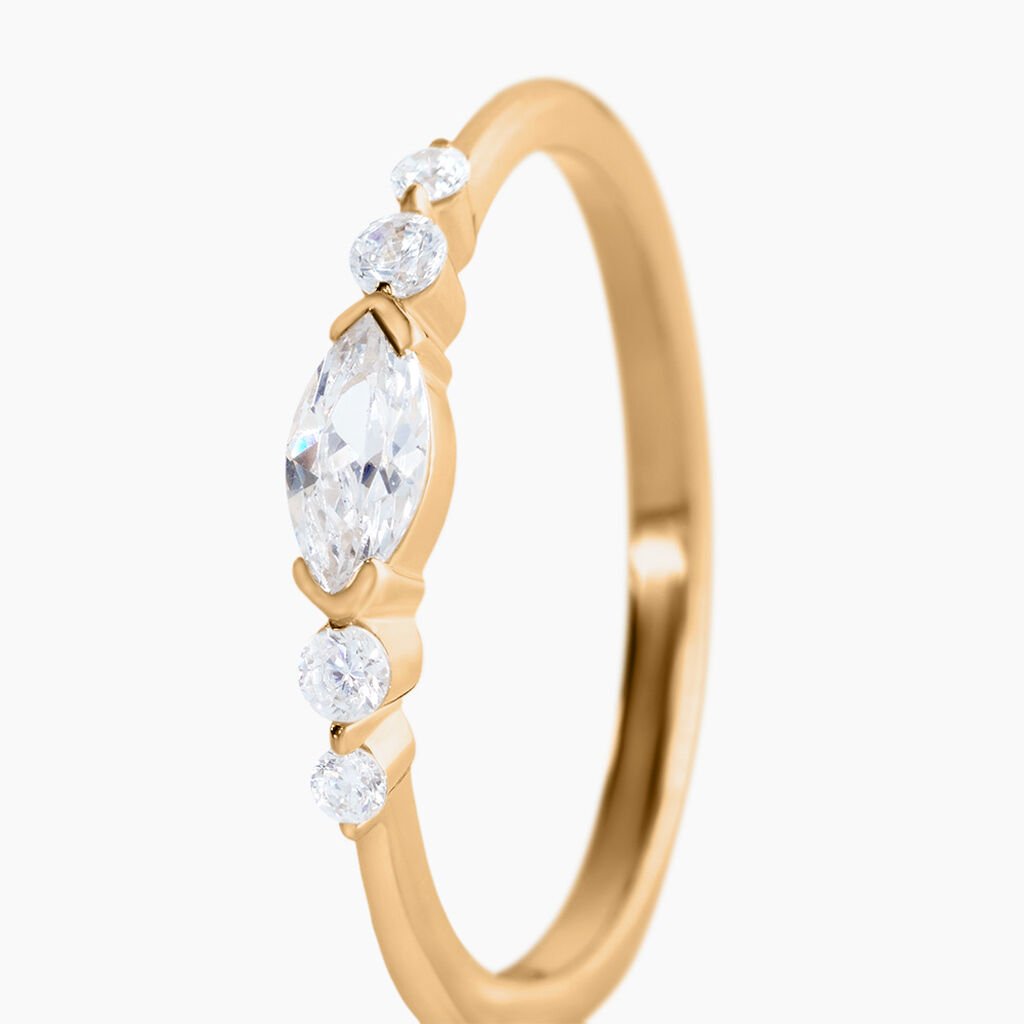 Bague Auriana Plaqu&eacute; Or Jaune Oxyde De Zirconium - Bagues solitaires Femme | Histoire d&rsquo;Or