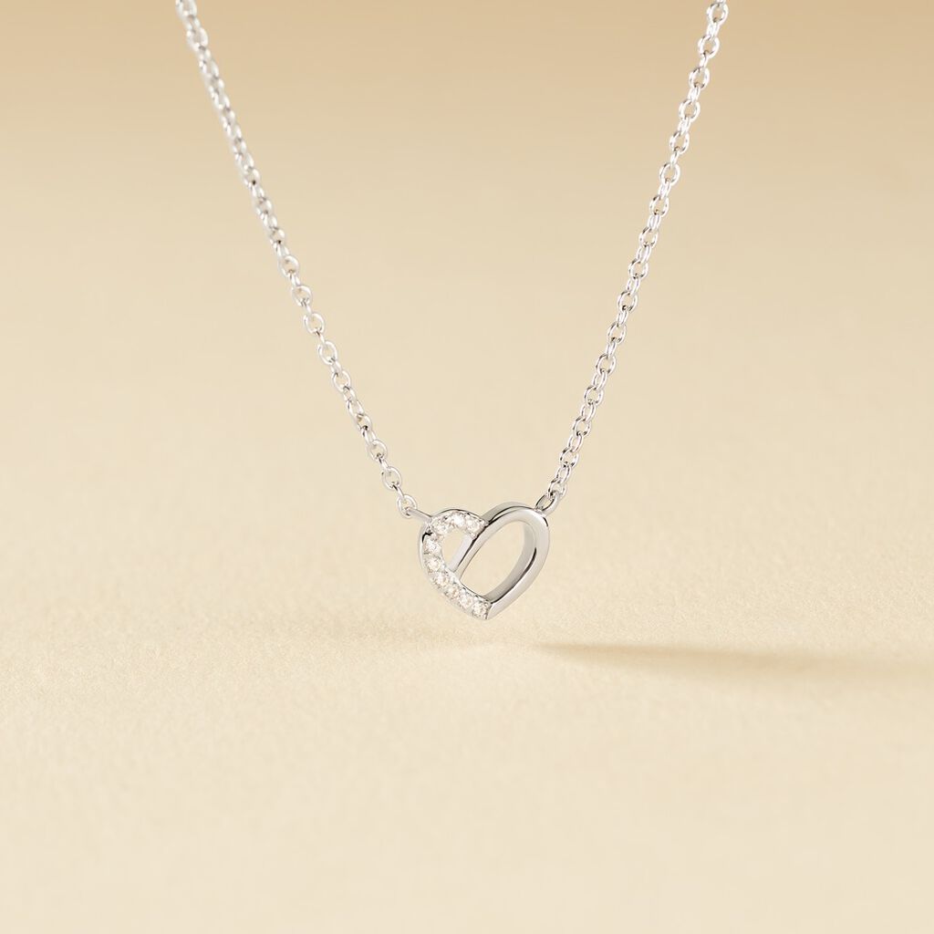 Collier Dorthea Argent Blanc Oxyde De Zirconium - Colliers fantaisie Femme | Histoire d&rsquo;Or