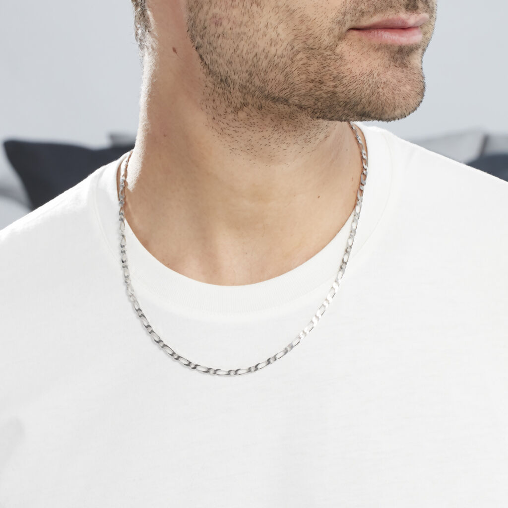 Chaîne Anilo Maille Alternée Argent Blanc - Chaines Homme | Histoire d’Or
