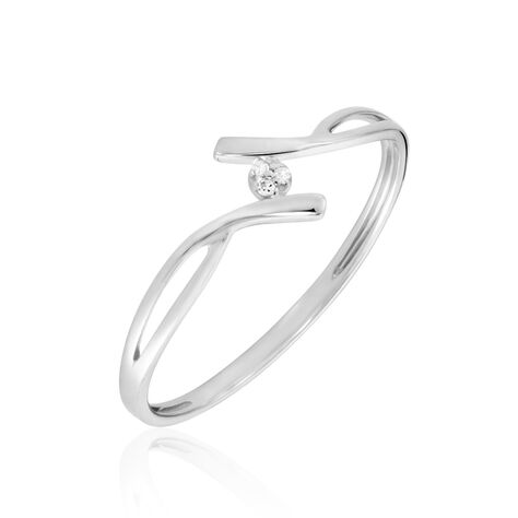 Bague Or Blanc Aatto Diamants - Bagues avec pierre Femme | Histoire d’Or