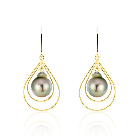 Boucles D'oreilles Pendantes Martyna Or Jaune Perle De Tahiti - Boucles d'oreilles pendantes Femme | Histoire d’Or