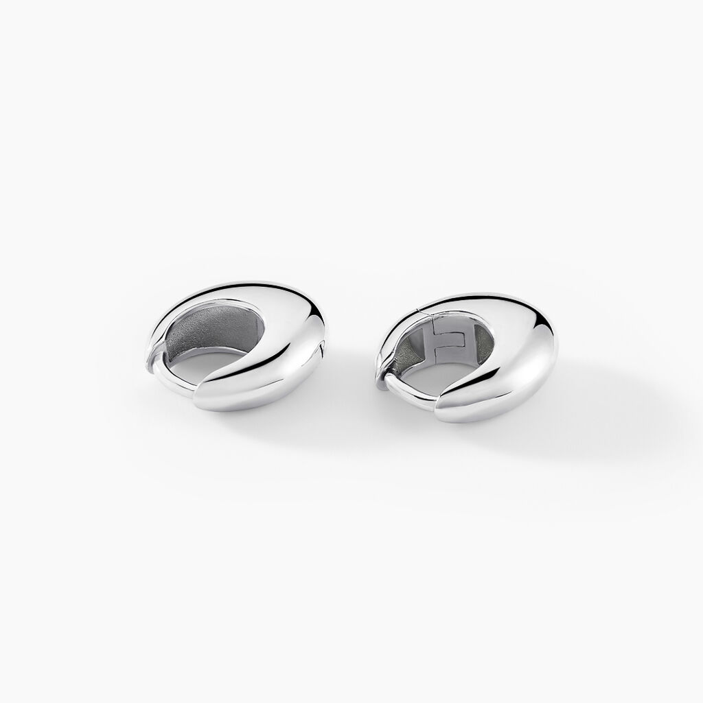 Créoles Two Argent Blanc - Boucles d'oreilles créoles Femme | Histoire d’Or