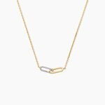 Collier Graphic Lines Argent Dor&eacute; A L'Or 750/1000 Oxyde De Zirconium - Colliers Femme | Histoire d&rsquo;Or