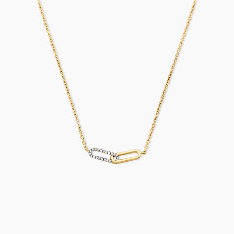 Collier Graphic Lines Argent Dor&eacute; A L'Or 750/1000 Oxyde De Zirconium - Colliers Femme | Histoire d&rsquo;Or