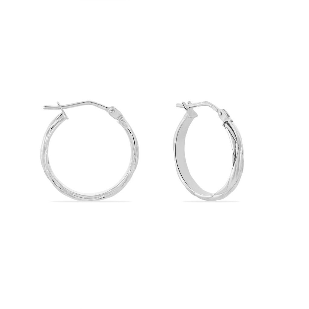 Créoles Ananas Or Blanc - Boucles d'oreilles créoles Femme | Histoire d’Or