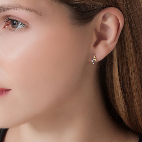 Boucles D'oreilles Pendantes Aini Or Bicolore Diamant - Boucles d'oreilles pendantes Femme | Histoire d’Or
