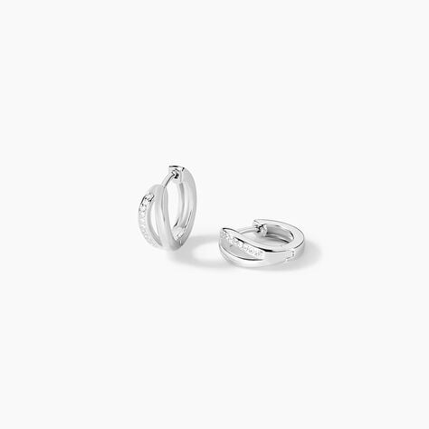 Boucles D'oreilles Celimene Rondes Argent Blanc Oxyde De Zirconium - Boucles d'oreilles créoles Femme | Histoire d’Or