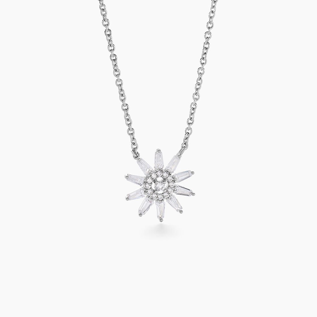 Collier Daisy Argent Blanc Oxyde De Zirconium - Colliers fantaisie Femme | Histoire d&rsquo;Or