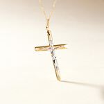 Pendentif Damian Croix Or Bicolore - Pendentifs Bapt&ecirc;me Famille | Histoire d&rsquo;Or