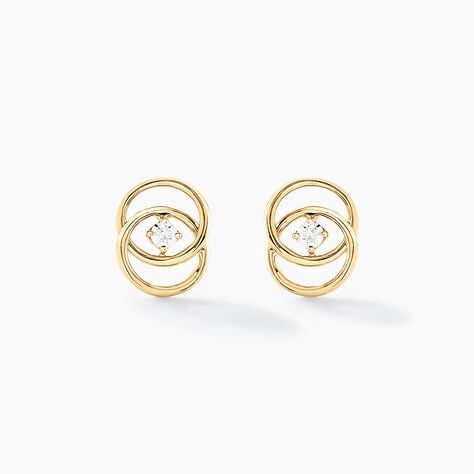 Boucles D'oreilles Puces Nid D'amour Or Jaune Diamant - Clous d'oreilles Femme | Histoire d&rsquo;Or