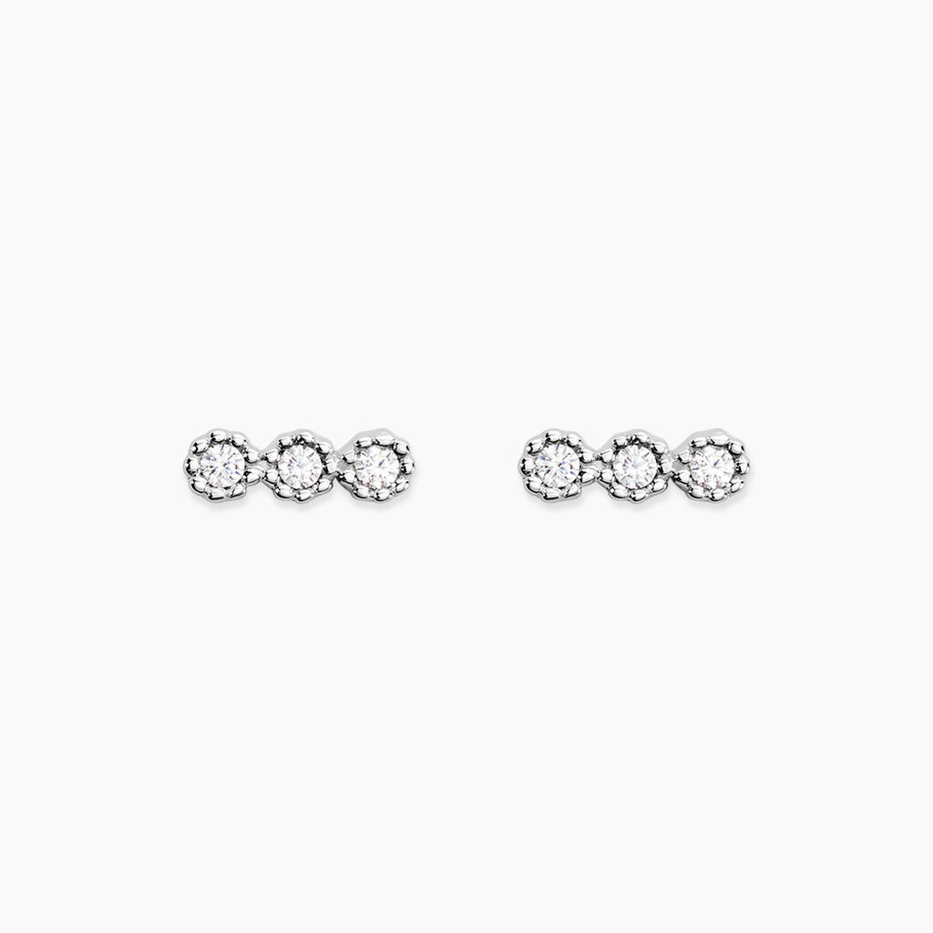 Boucles D'oreilles Puces Janys Argent Blanc Oxyde De Zirconium - Boucles d'oreilles fantaisie Femme | Histoire d’Or