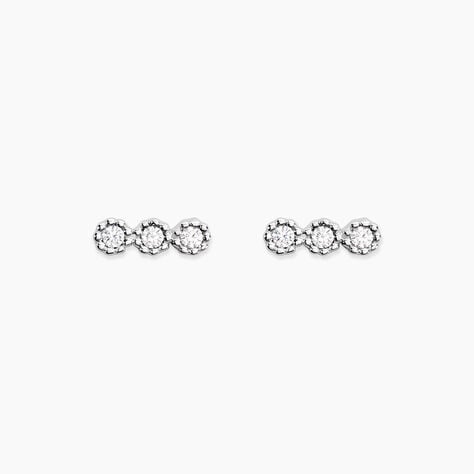 Boucles D'oreilles Puces Janys Argent Blanc Oxyde De Zirconium - Boucles d'oreilles fantaisie Femme | Histoire d’Or