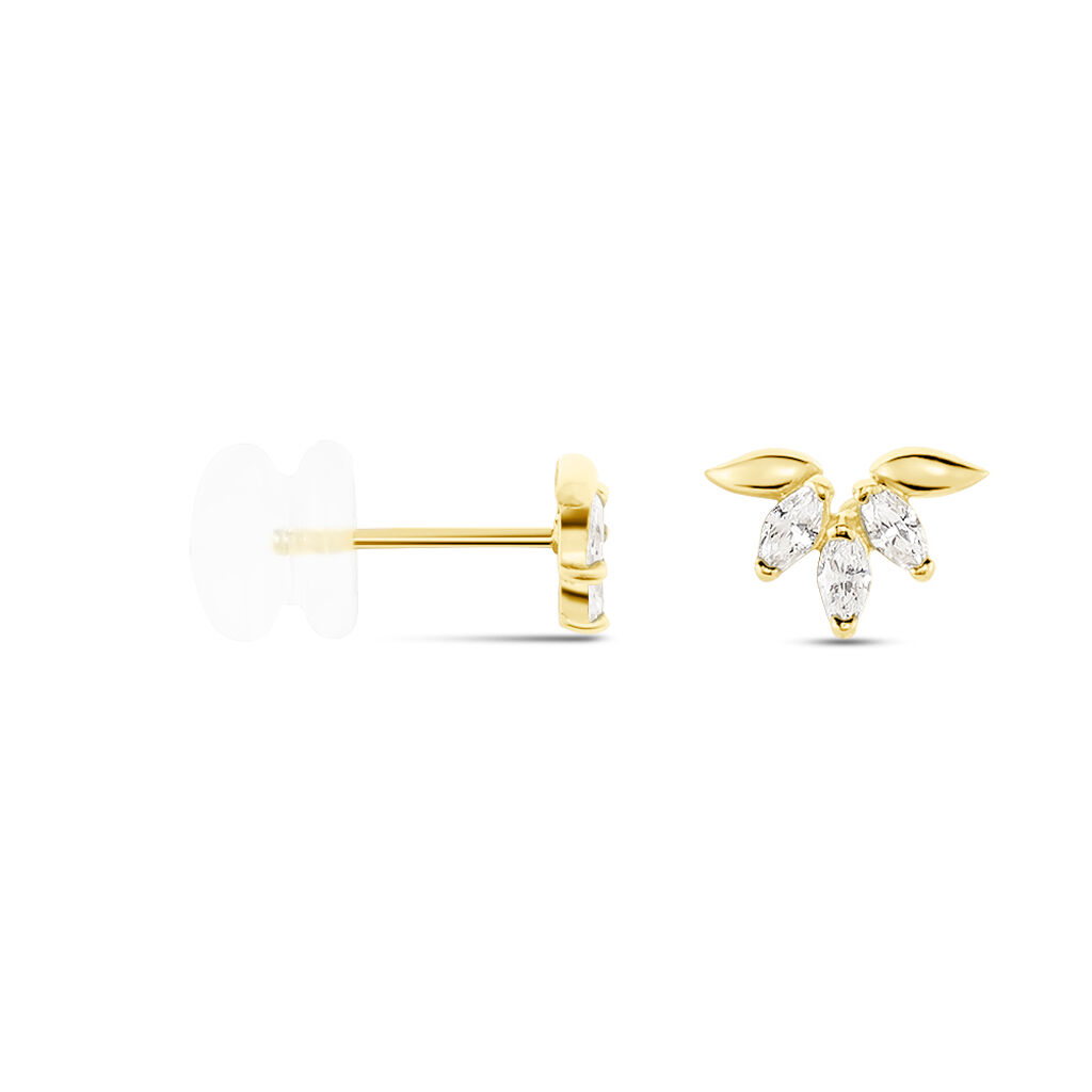 Boucles D'oreilles Puces Maralyn Or Jaune Oxyde De Zirconium - Clous d'oreilles Femme | Histoire d’Or